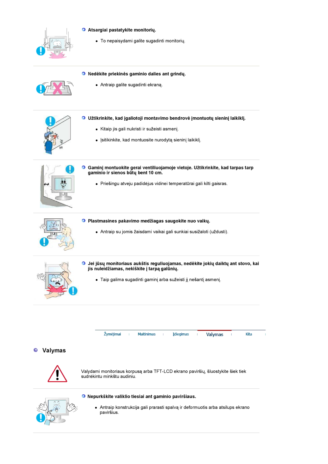 Samsung LS19HANKBDHEDC, LS20HANKSHEDC manual Valymas 