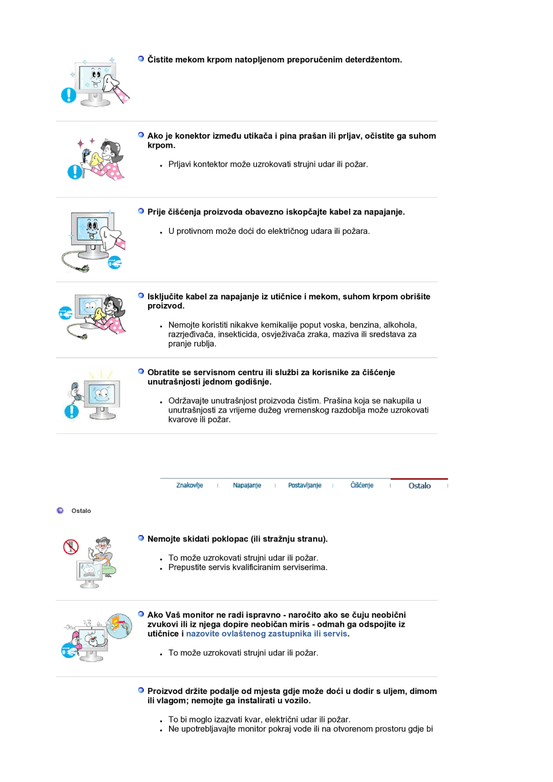 Samsung LS20HAWCSQ/EDC, LS20HAWCSZ/EDC, LS20HAWCSQ/SAI manual Nemojte skidati poklopac ili stražnju stranu 