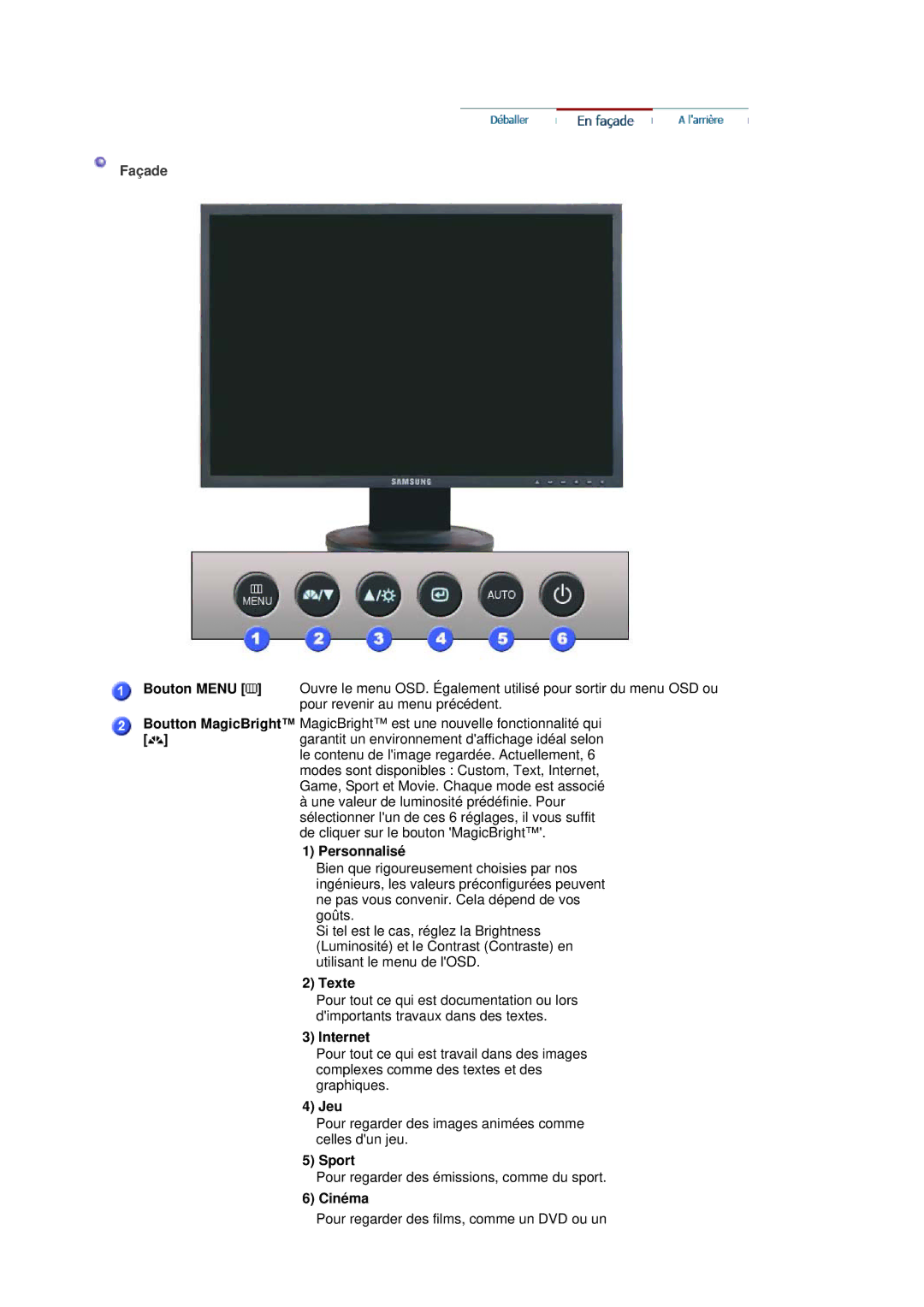 Samsung LS20HAWCSZ/EDC, LS20HAWCSQ/EDC manual Façade 