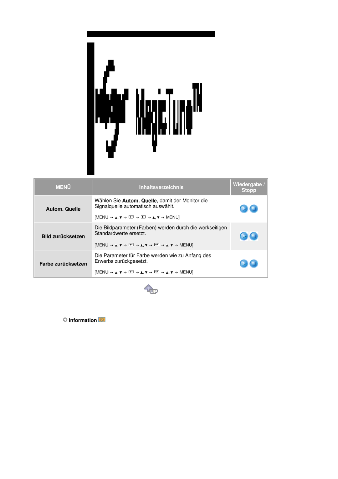 Samsung LS20HAWCSZ/EDC, LS20HAWCSQ/EDC manual Autom. Quelle Bild zurücksetzen, Farbe zurücksetzen, Information 