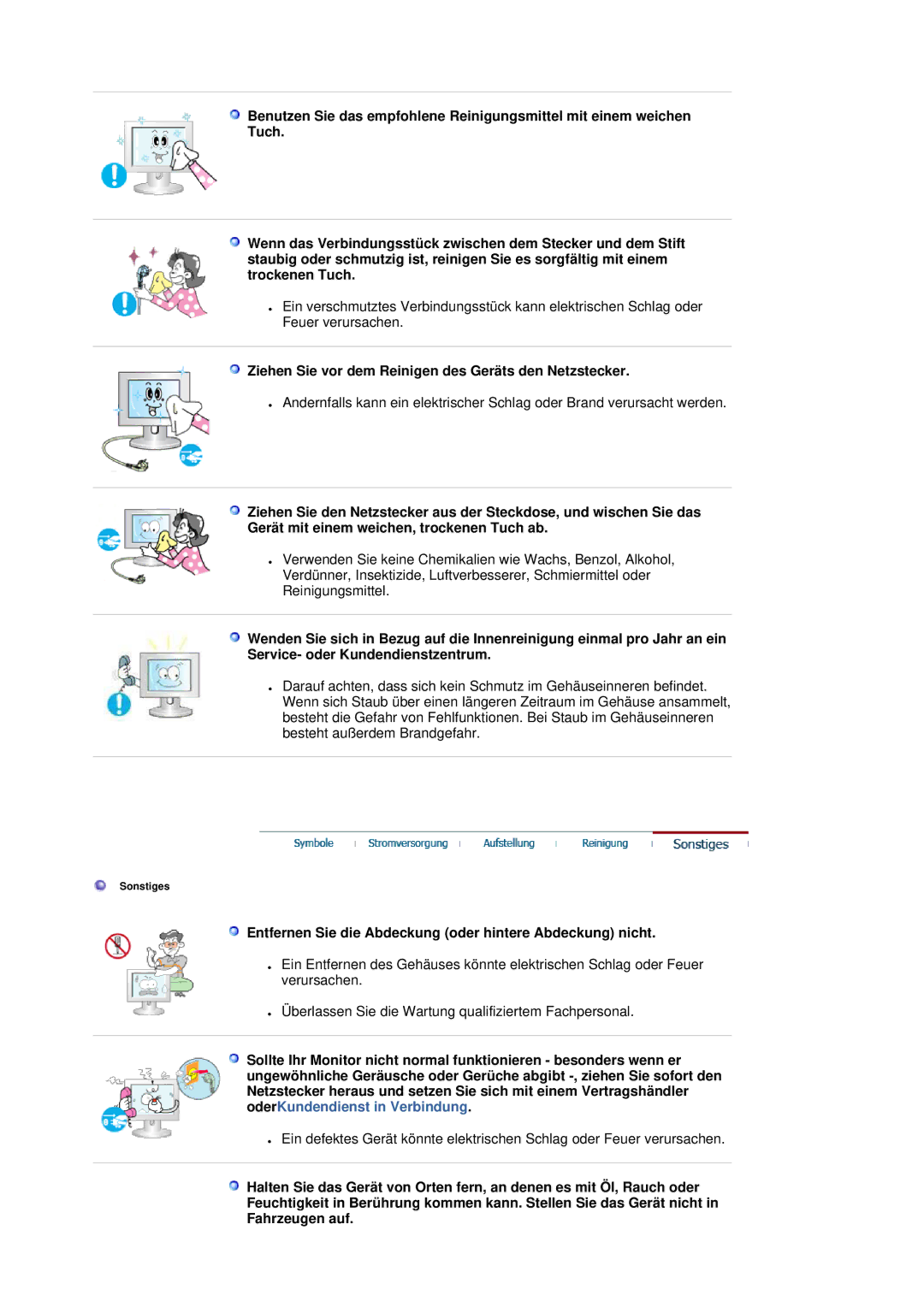 Samsung LS20HAWCSQ/EDC, LS20HAWCSZ/EDC manual Ziehen Sie vor dem Reinigen des Geräts den Netzstecker 