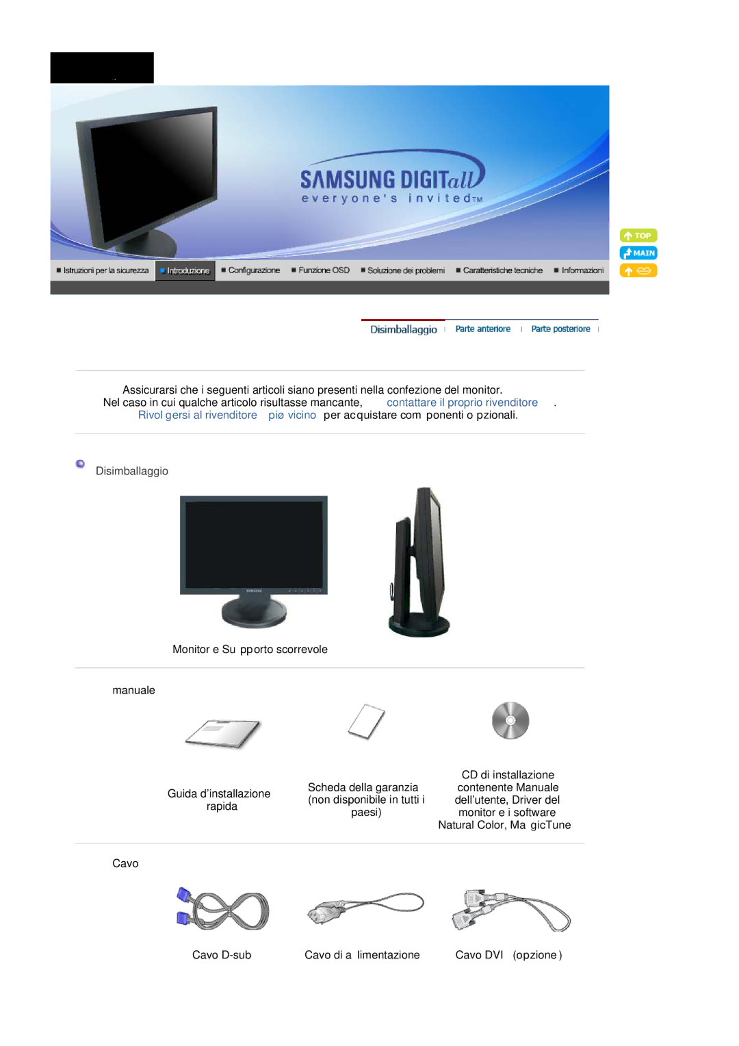 Samsung LS20HAWCSQ/EDC, LS20HAWCSZ/EDC manual Disimballaggio 