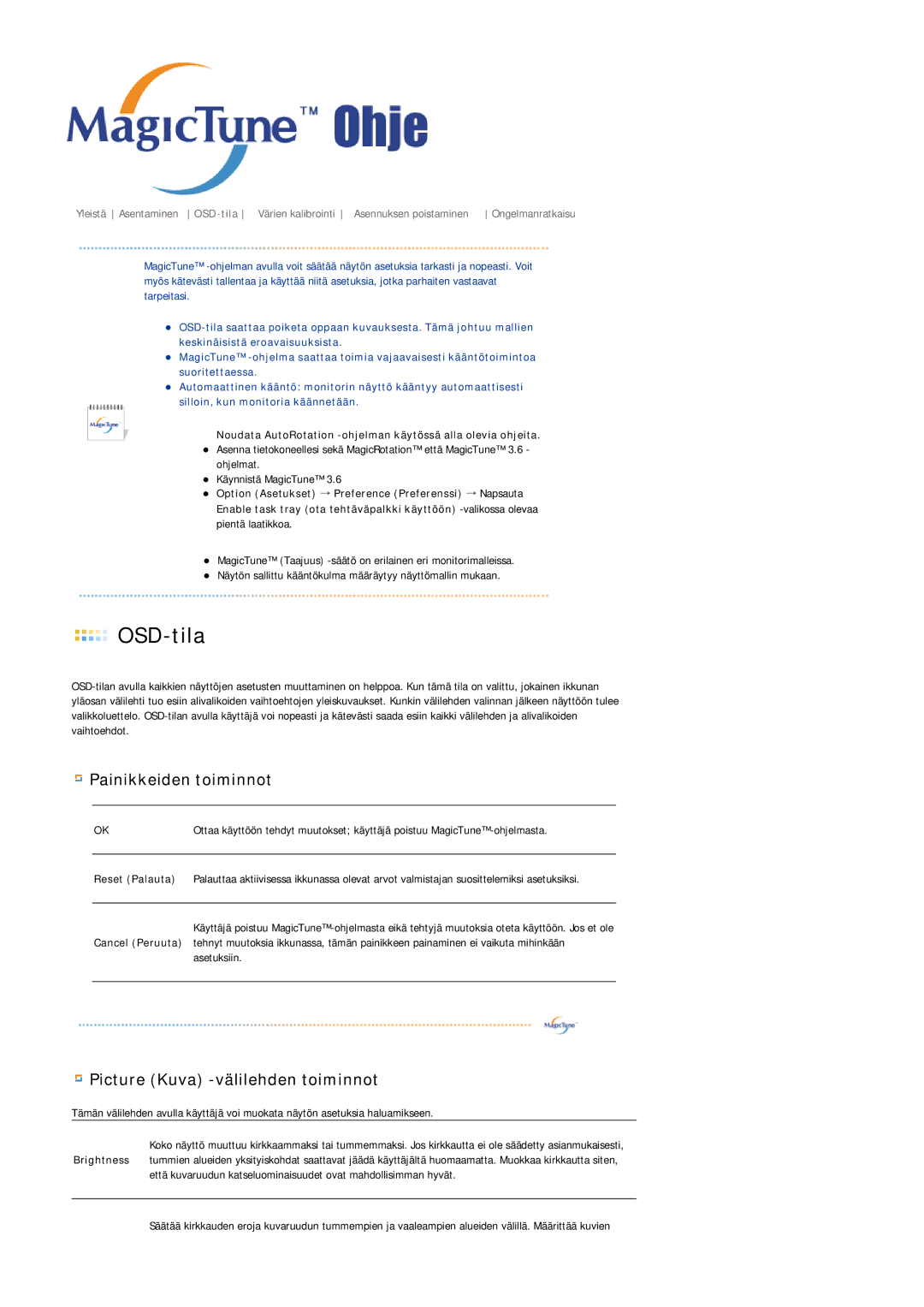 Samsung LS20HAWCSZ/EDC, LS20HAWCSQ/EDC manual OSD-tila 