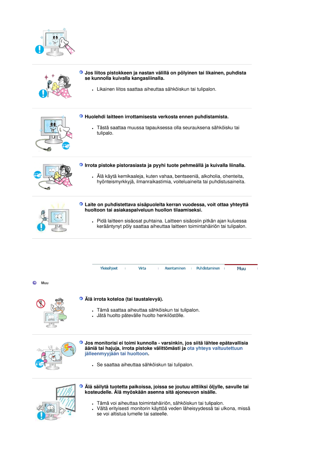 Samsung LS20HAWCSQ/EDC, LS20HAWCSZ/EDC manual Älä irrota koteloa tai taustalevyä 