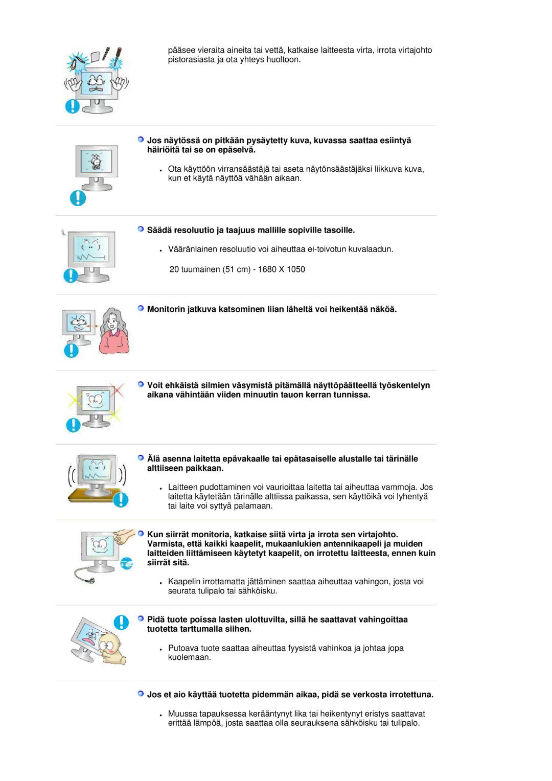 Samsung LS20HAWCSQ/EDC, LS20HAWCSZ/EDC manual Säädä resoluutio ja taajuus mallille sopiville tasoille 