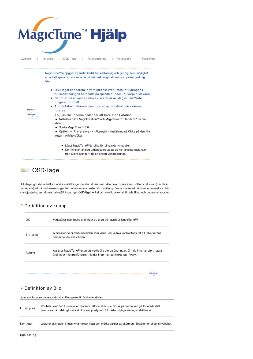 Samsung LS20HAWCSZ/EDC, LS20HAWCSQ/EDC manual OSD-läge 