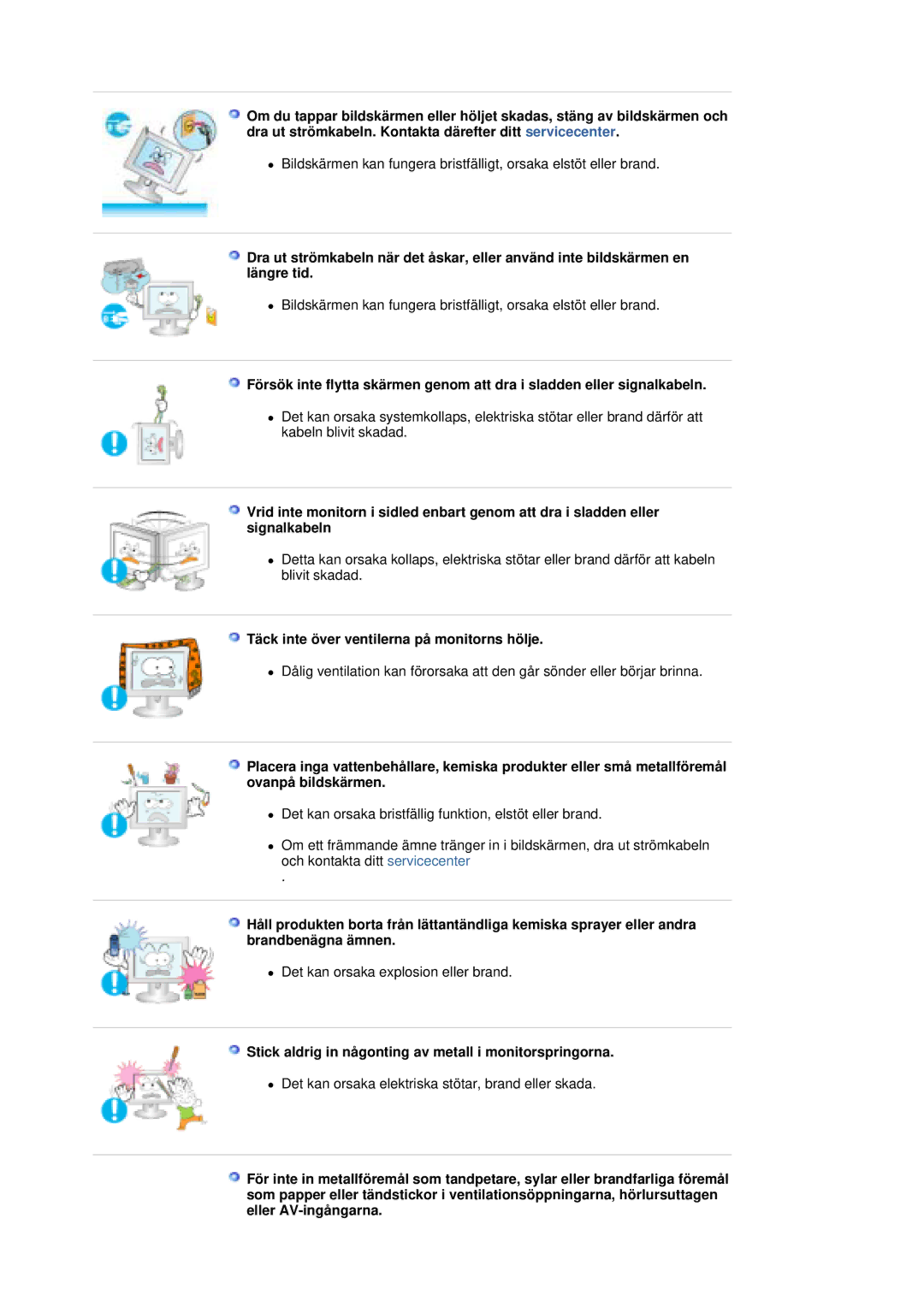 Samsung LS20HAWCSZ/EDC, LS20HAWCSQ/EDC manual Täck inte över ventilerna på monitorns hölje 