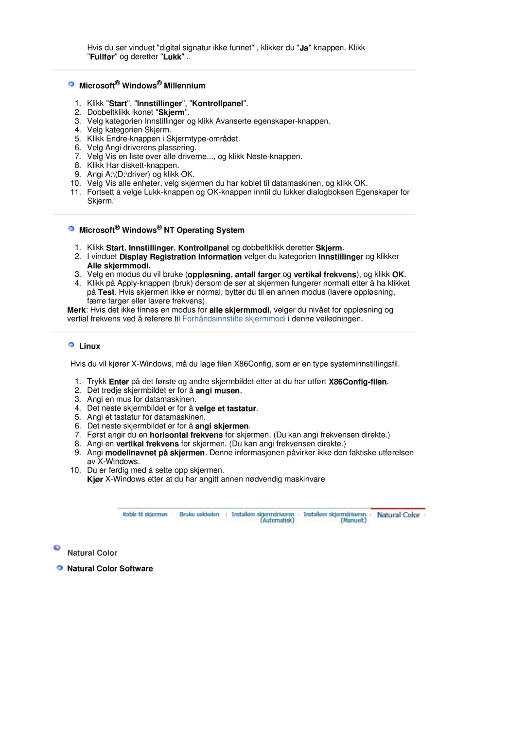 Samsung LS20HAWCSQ/EDC, LS20HAWCSZ/EDC manual Linux, Natural Color Software 