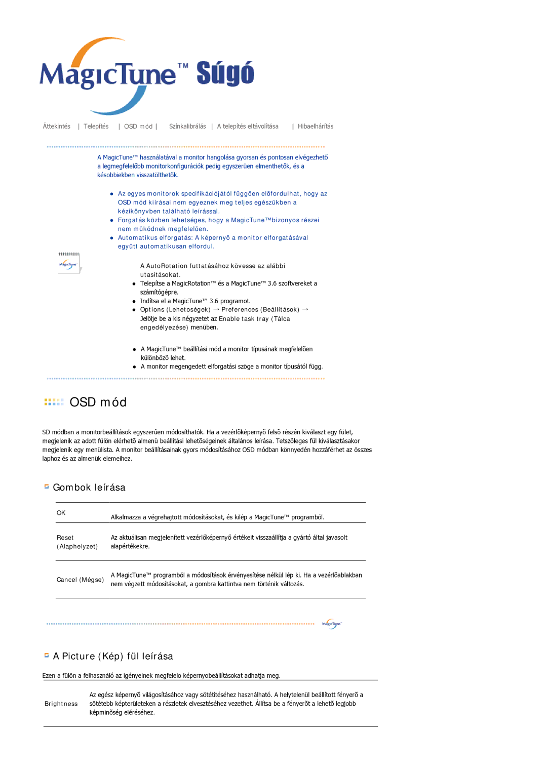 Samsung LS20HAWCSZ/EDC, LS20HAWCSQ/EDC manual OSD mód 