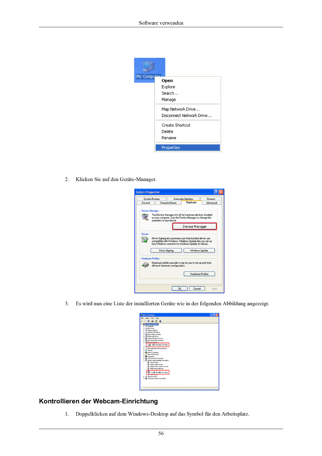 Samsung LS20LIUJFV/EN manual Kontrollieren der Webcam-Einrichtung 