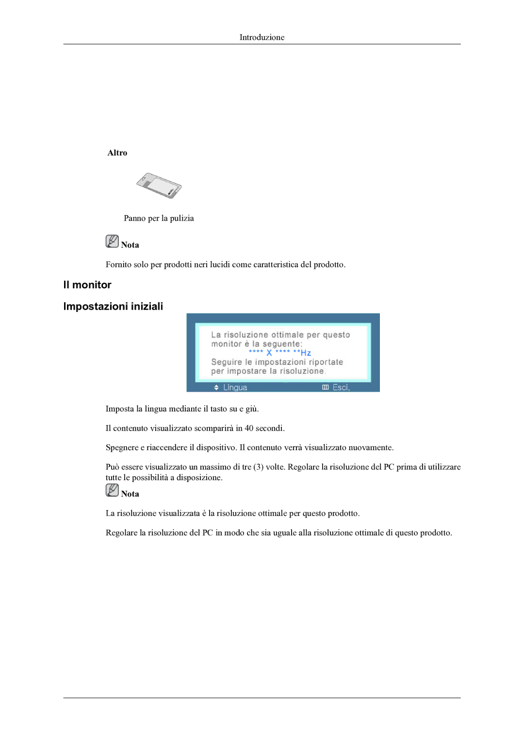 Samsung LS20LIUJFV/EN manual Il monitor Impostazioni iniziali 