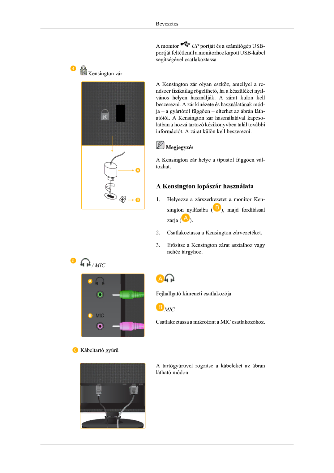 Samsung LS20LIUJFV/EN manual Kensington lopászár használata 