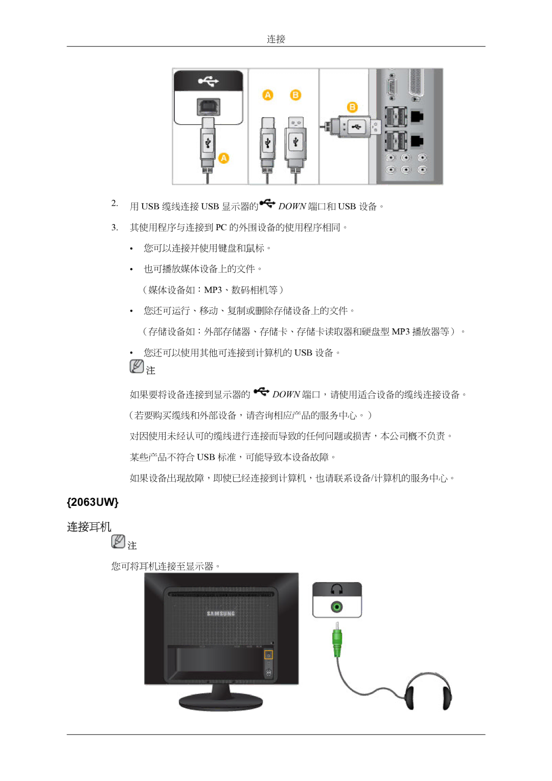 Samsung LS20LIUJFV/EN manual 您可将耳机连接至显示器。 