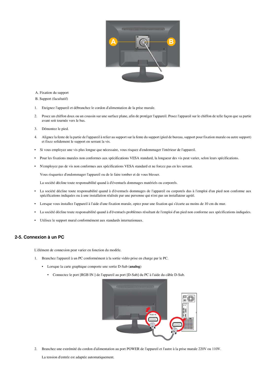 Samsung LS20LRYKU/EN, LS22LRYKU/EN, LS23LRYKU/EN manual Connexion à un PC 