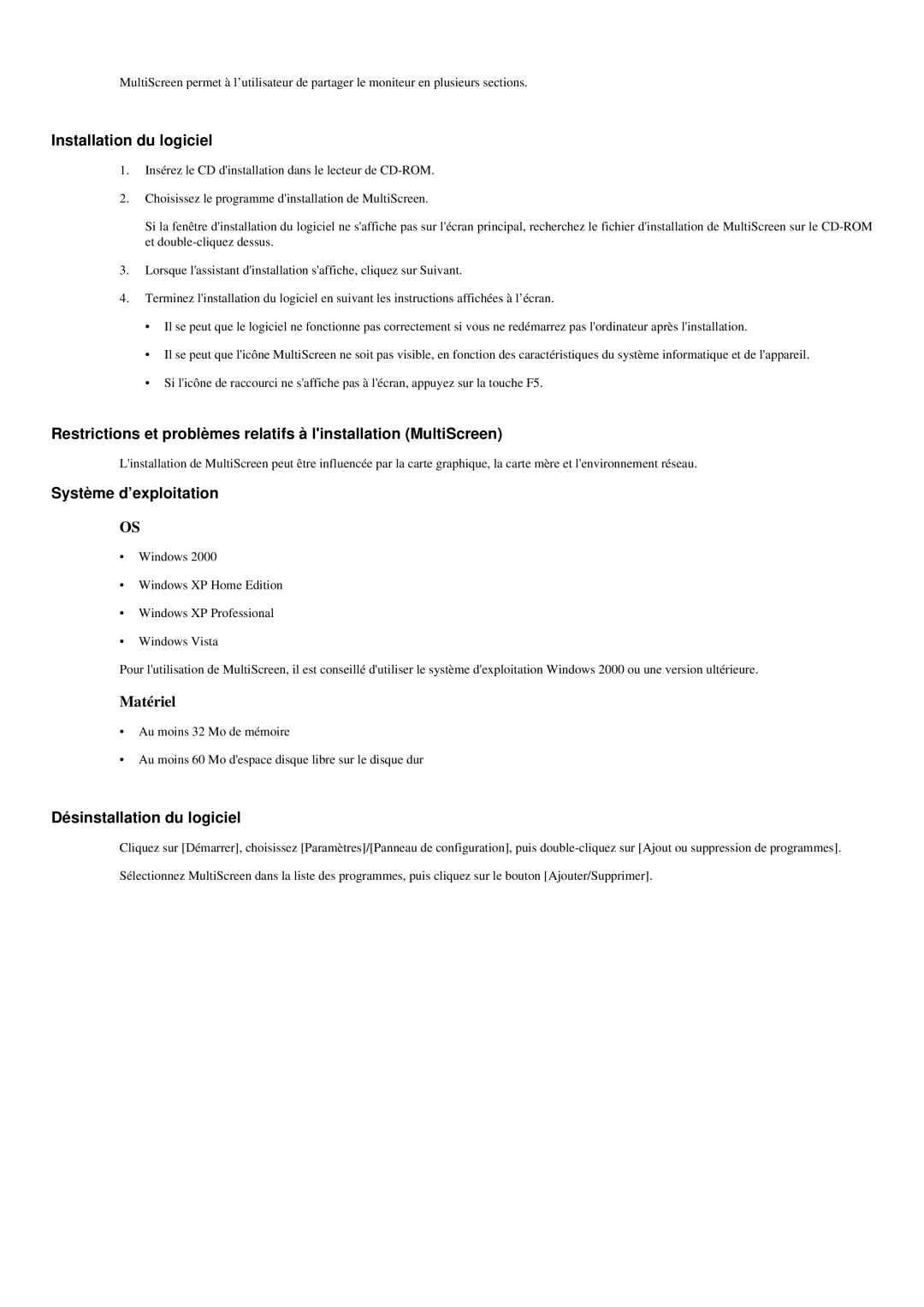 Samsung LS23LRYKU/EN, LS20LRYKU/EN, LS22LRYKU/EN manual Système d’exploitation 