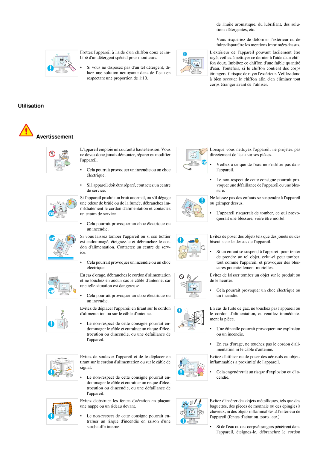 Samsung LS20LRYKU/EN, LS22LRYKU/EN, LS23LRYKU/EN manual Utilisation Avertissement 