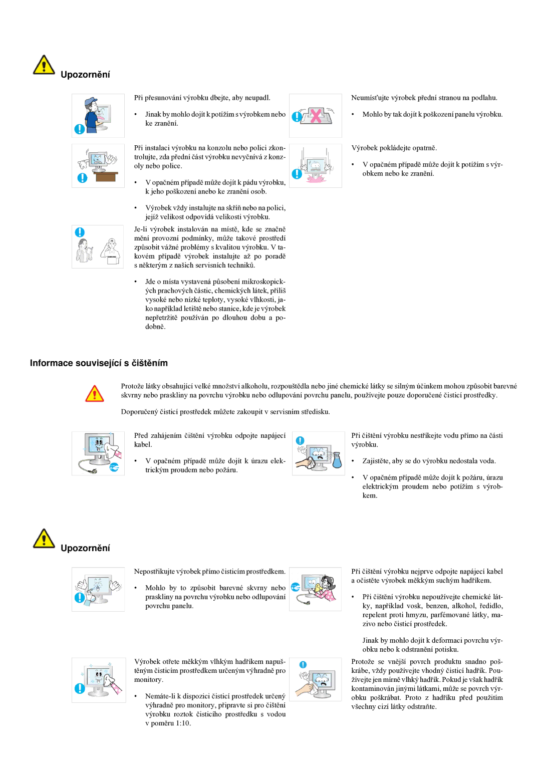 Samsung LS23LRYKU/EN, LS20LRYKU/EN, LS22LRYKU/EN manual Informace související s čištěním 