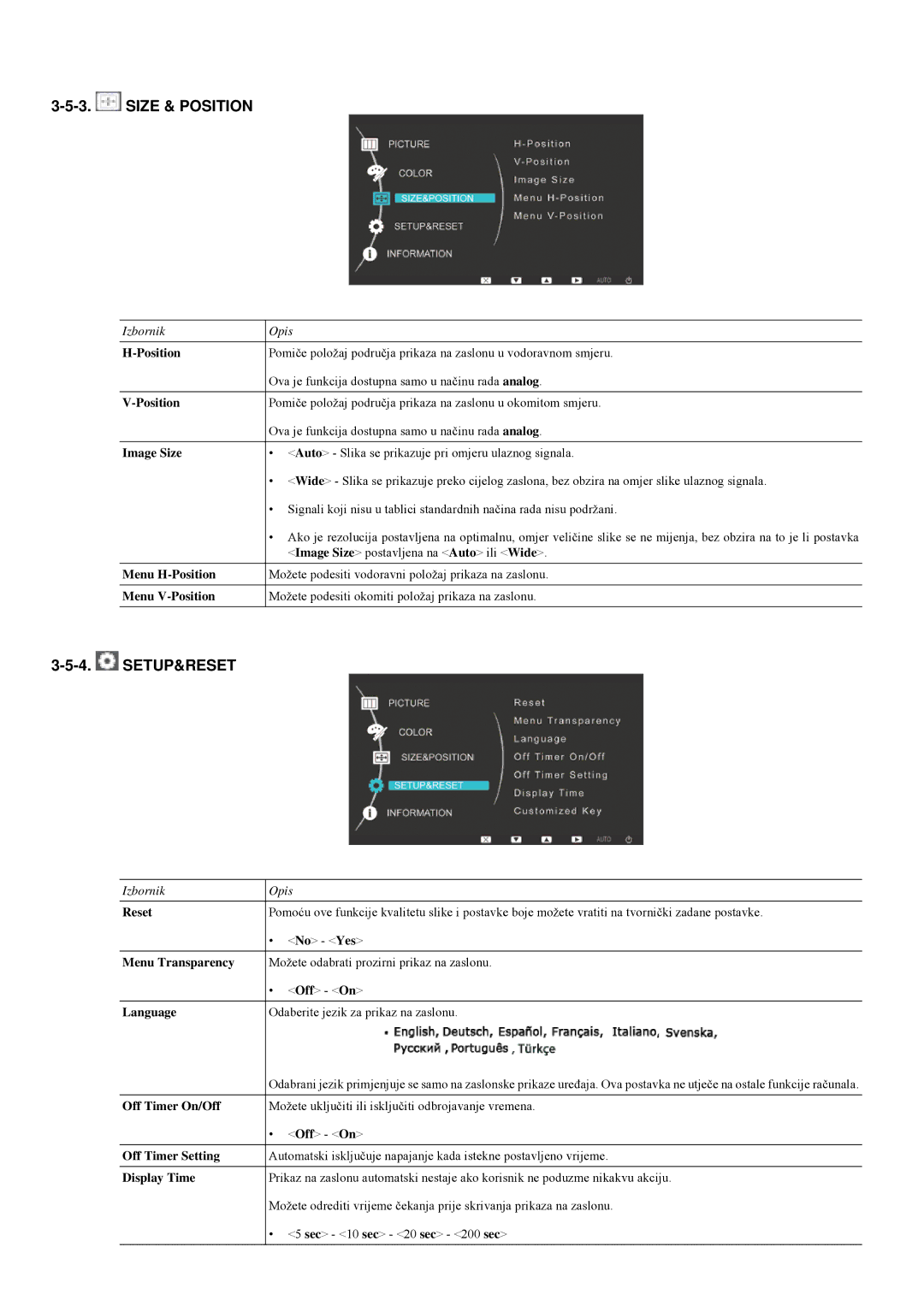 Samsung LS20LRYKU/EN, LS22LRYKU/EN, LS23LRYKU/EN manual Size & Position, Setup&Reset 