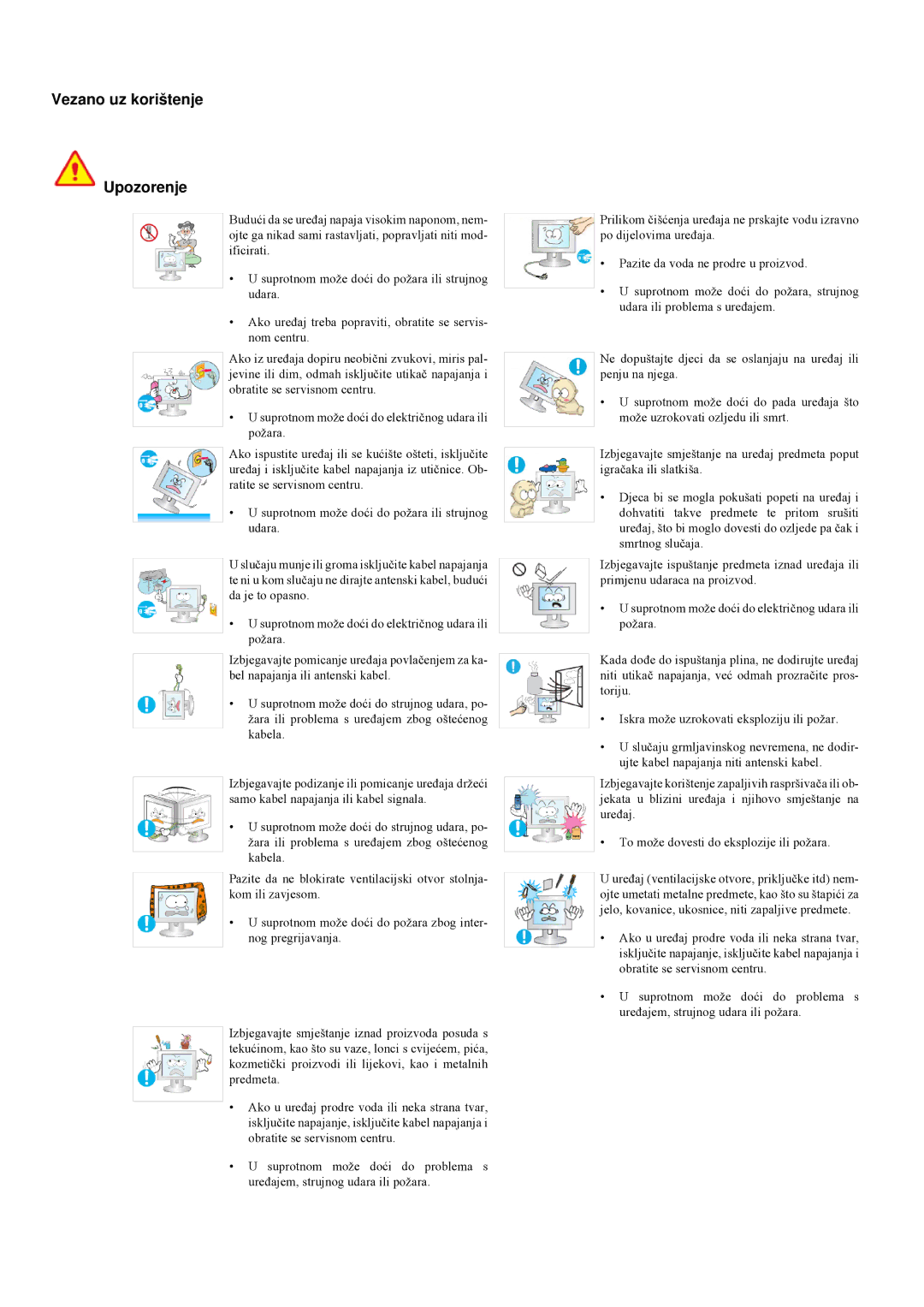 Samsung LS20LRYKU/EN, LS22LRYKU/EN, LS23LRYKU/EN manual Vezano uz korištenje Upozorenje 