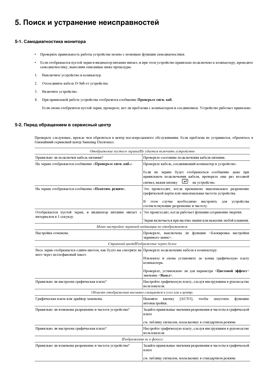 Samsung LS23LRYKU/EN manual Поиск и устранение неисправностей, Самодиагностика монитора, Перед обращением в сервисный центр 