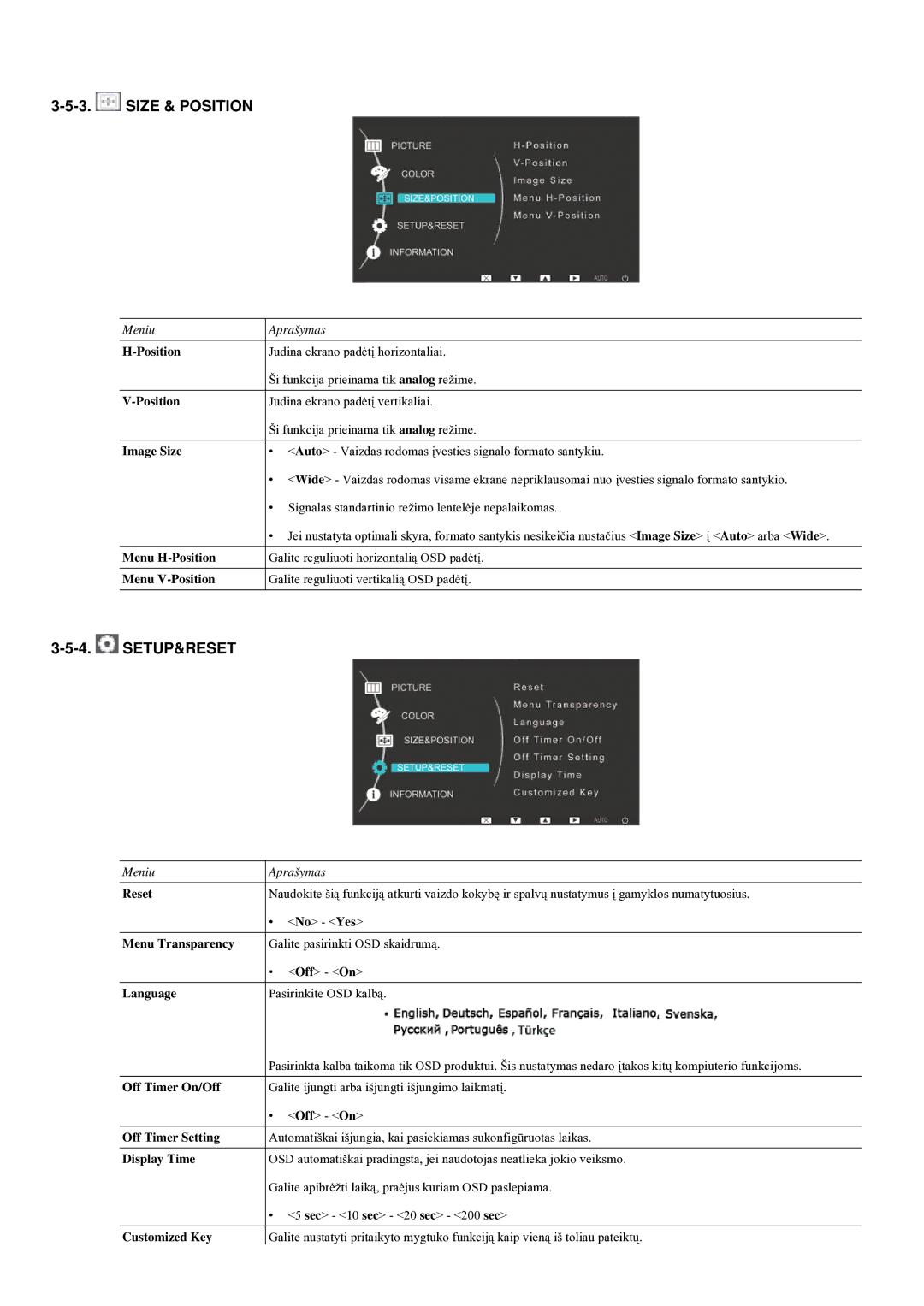 Samsung LS20LRYKU/EN manual Size & Position, Setup&Reset 