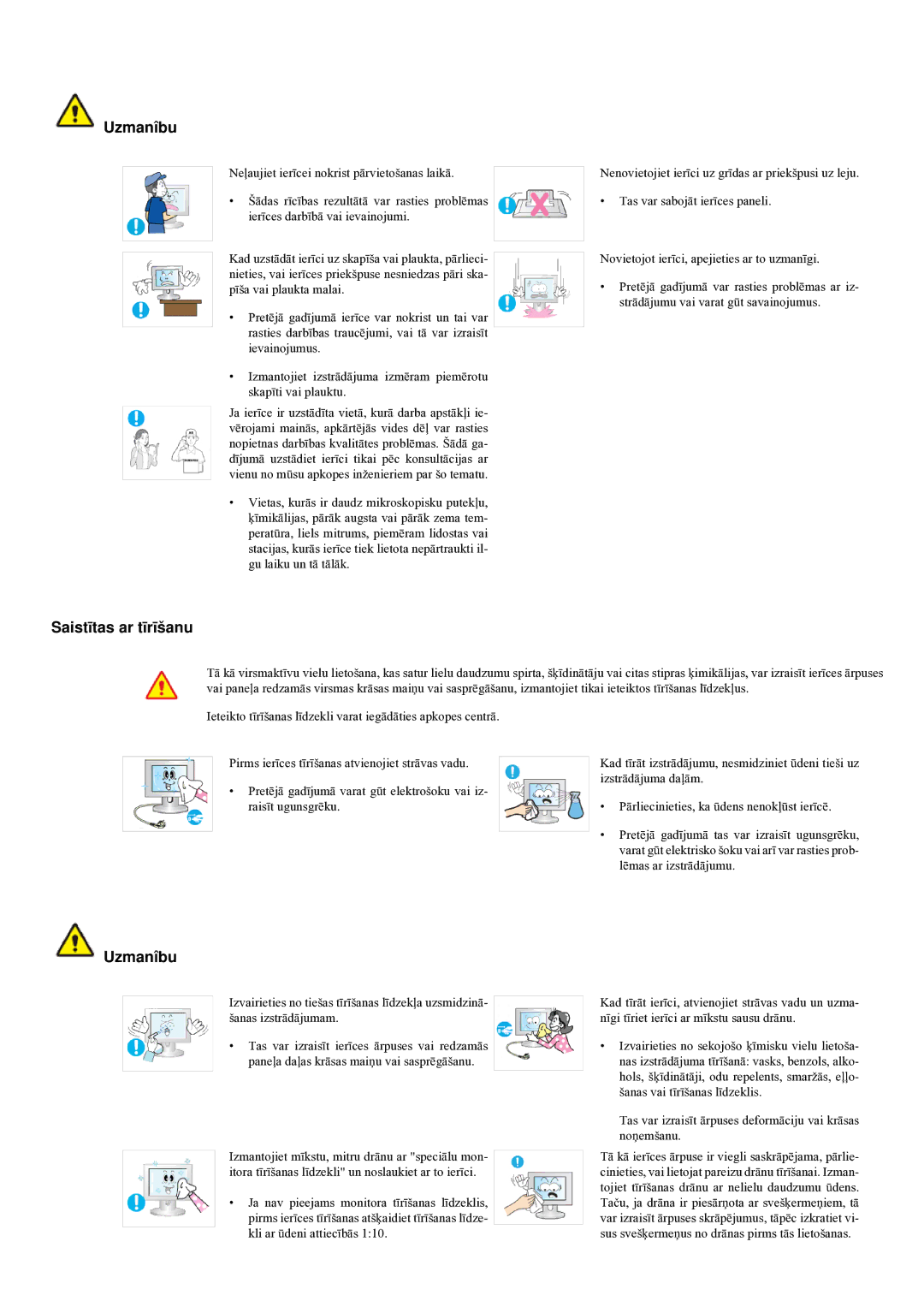 Samsung LS20LRYKU/EN manual Saistītas ar tīrīšanu 