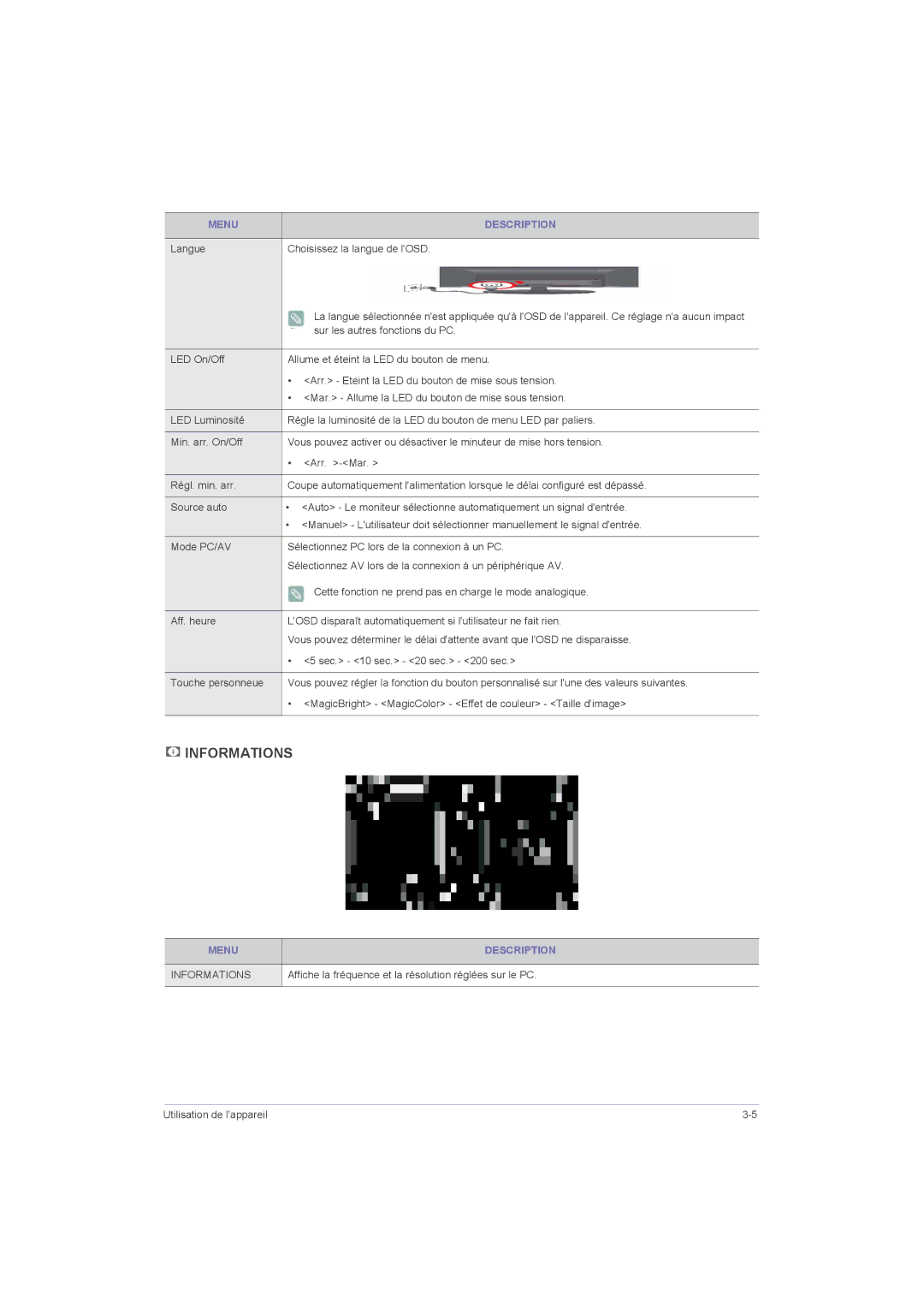 Samsung LS23LRZKUV/ZC, LS20LRZKUV/EN, LS22LRZKUV/EN Langue Choisissez la langue de lOSD, Sur les autres fonctions du PC 