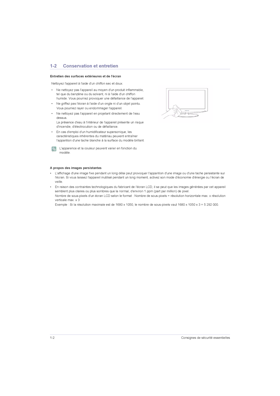 Samsung LS23LRZKUV/EN, LS20LRZKUV/EN manual Conservation et entretien, Entretien des surfaces extérieures et de lécran 