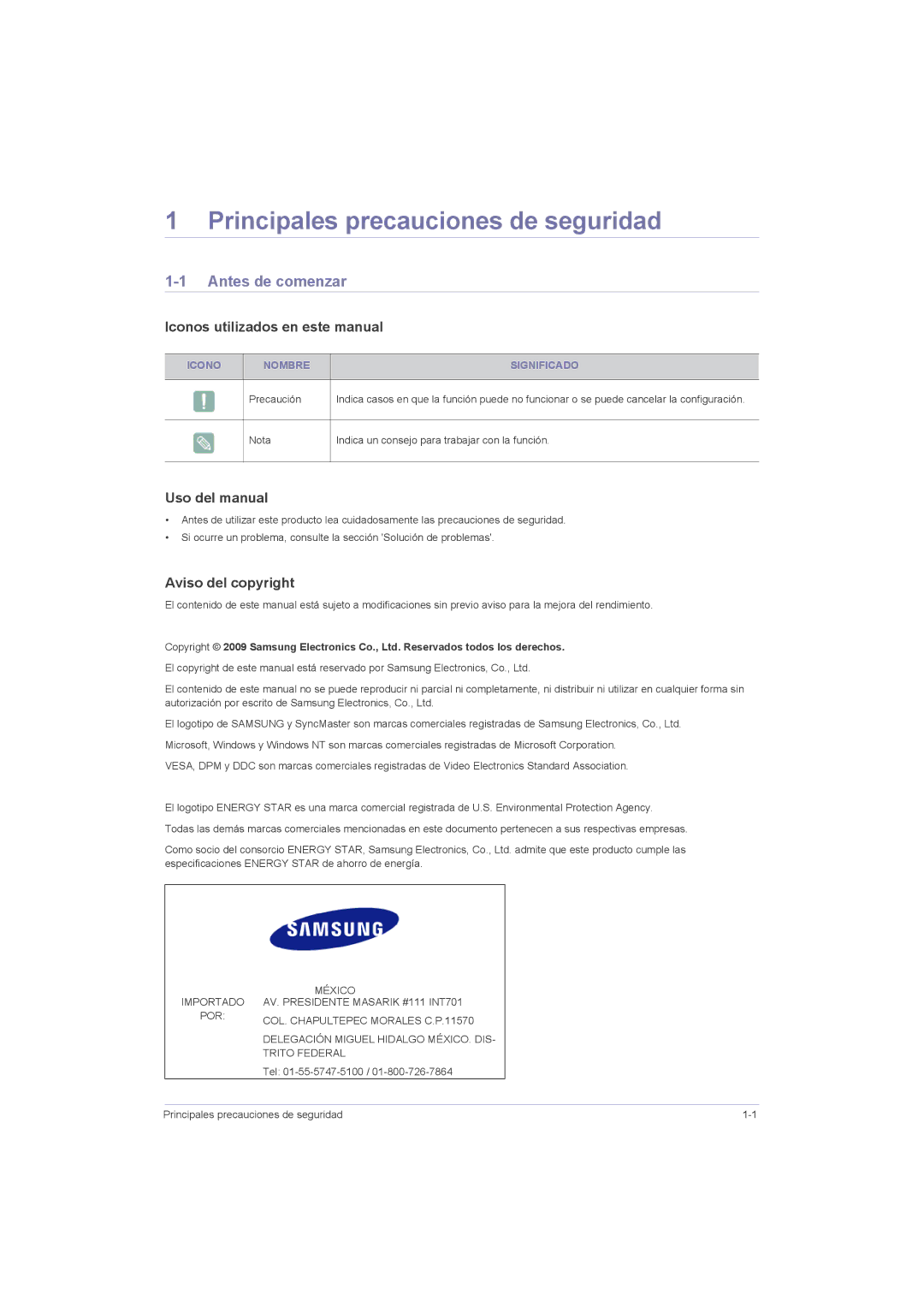 Samsung LS22LRZKUV/EN Principales precauciones de seguridad, Antes de comenzar, Iconos utilizados en este manual 