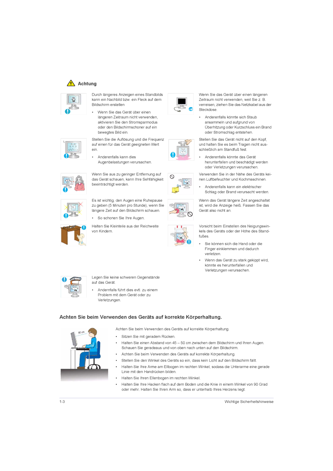 Samsung LS20LRZKUV/EN, LS22LRZKUV/EN, LS23LRZKUV/EN manual Achtung 