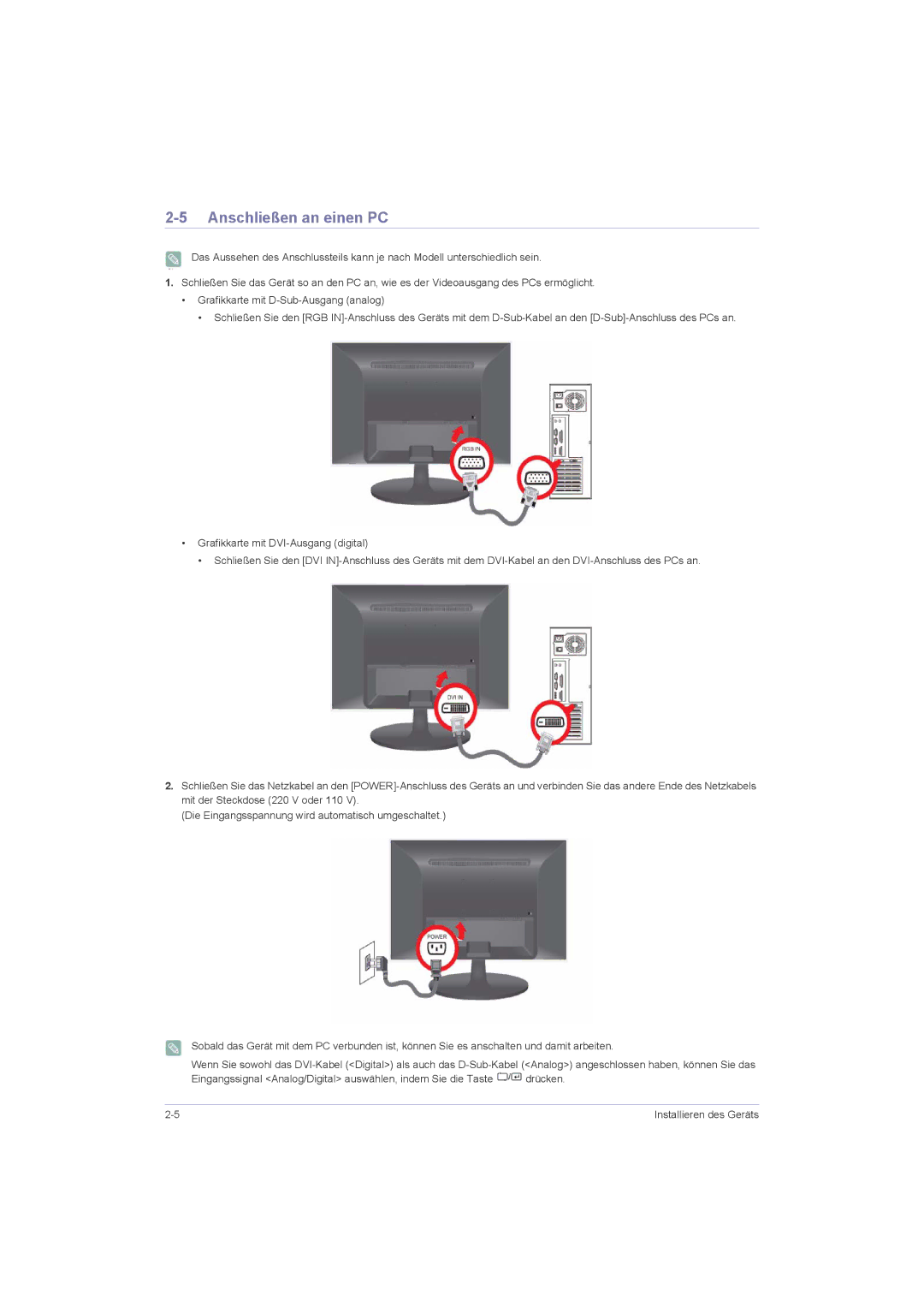 Samsung LS20LRZKUV/EN, LS22LRZKUV/EN, LS23LRZKUV/EN manual Anschließen an einen PC 