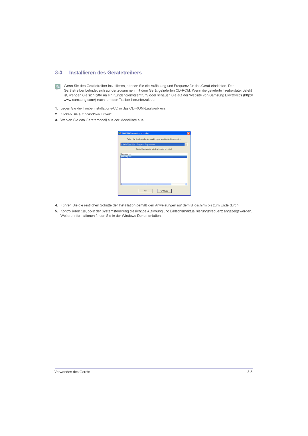 Samsung LS23LRZKUV/EN, LS20LRZKUV/EN, LS22LRZKUV/EN manual Installieren des Gerätetreibers 