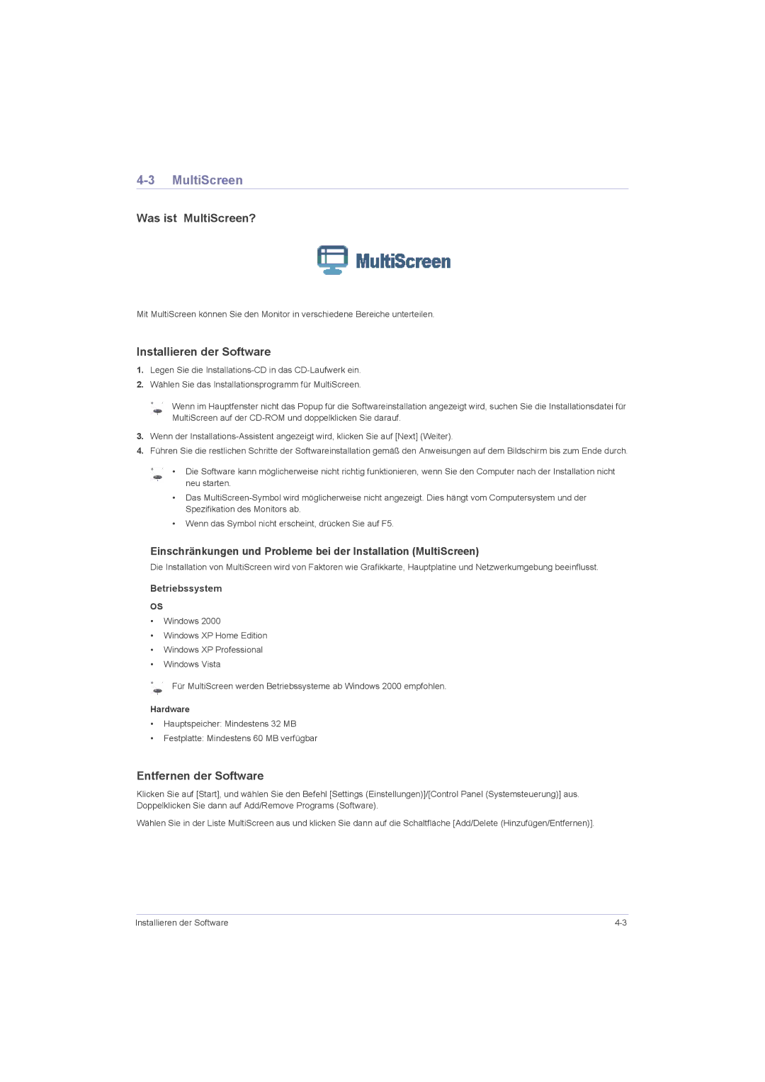 Samsung LS23LRZKUV/EN, LS20LRZKUV/EN, LS22LRZKUV/EN manual Was ist MultiScreen? 