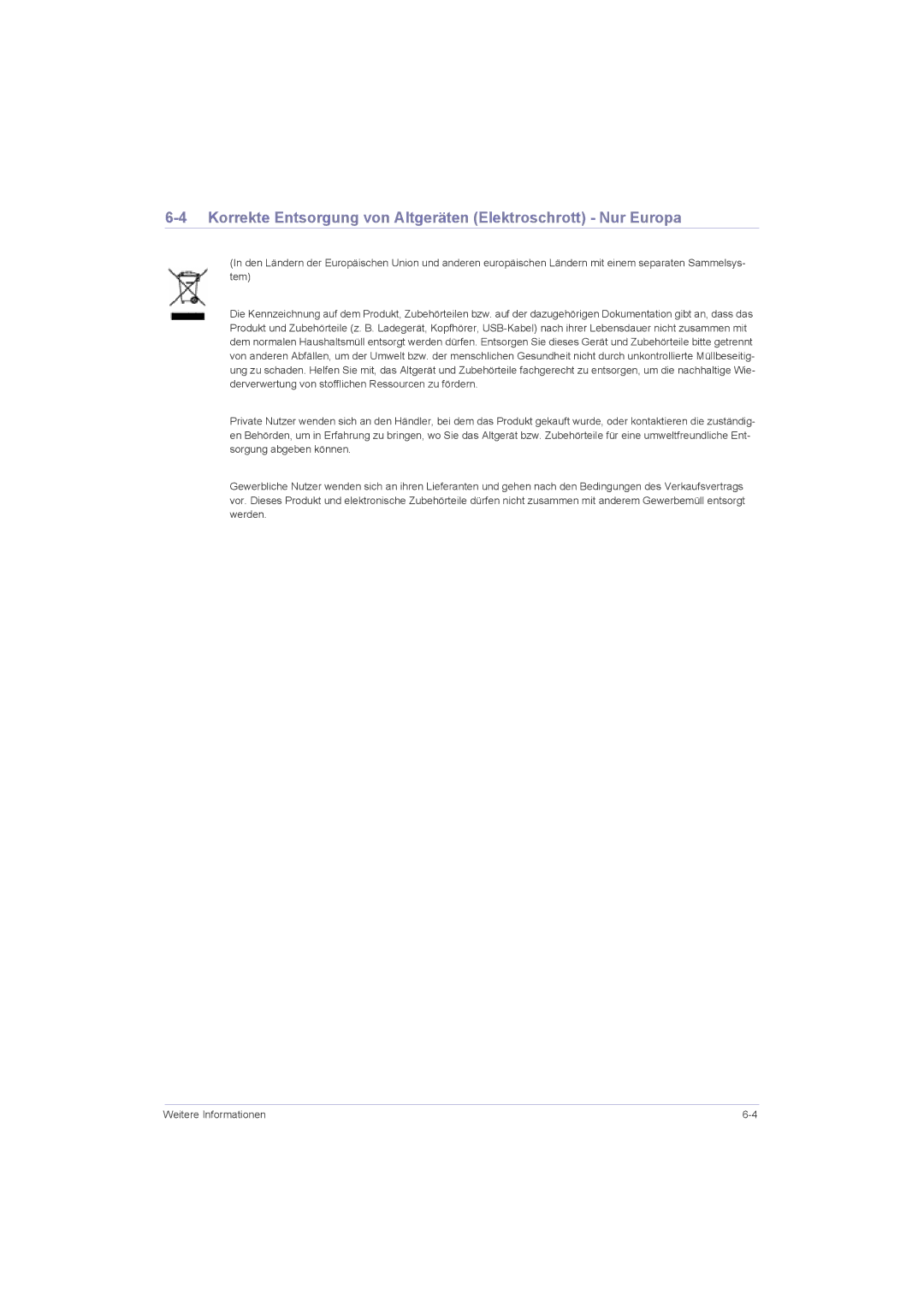 Samsung LS20LRZKUV/EN, LS22LRZKUV/EN, LS23LRZKUV/EN manual Korrekte Entsorgung von Altgeräten Elektroschrott Nur Europa 