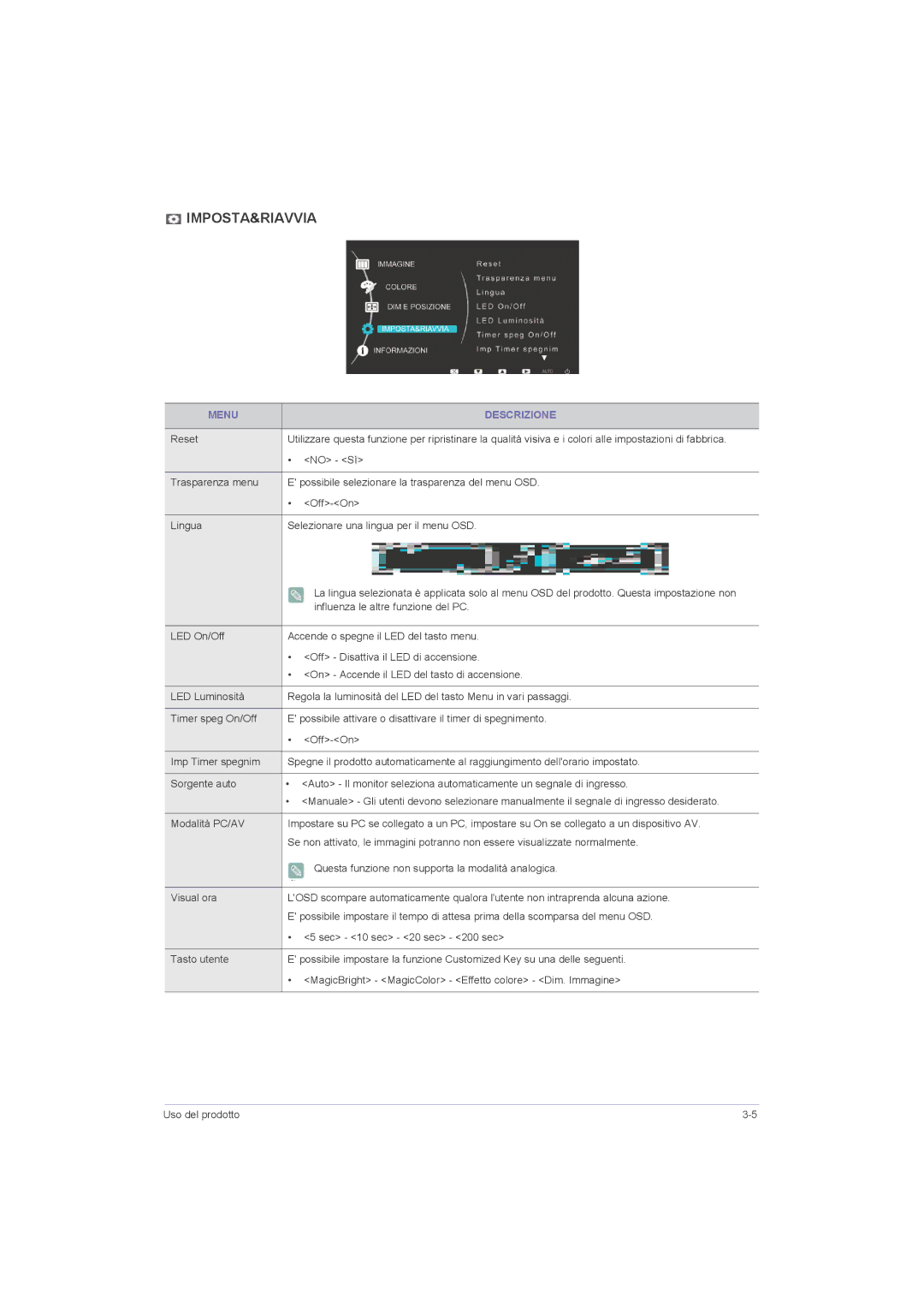 Samsung LS22LRZKUV/EN, LS20LRZKUV/EN, LS23LRZKUV/EN manual Imposta&Riavvia 