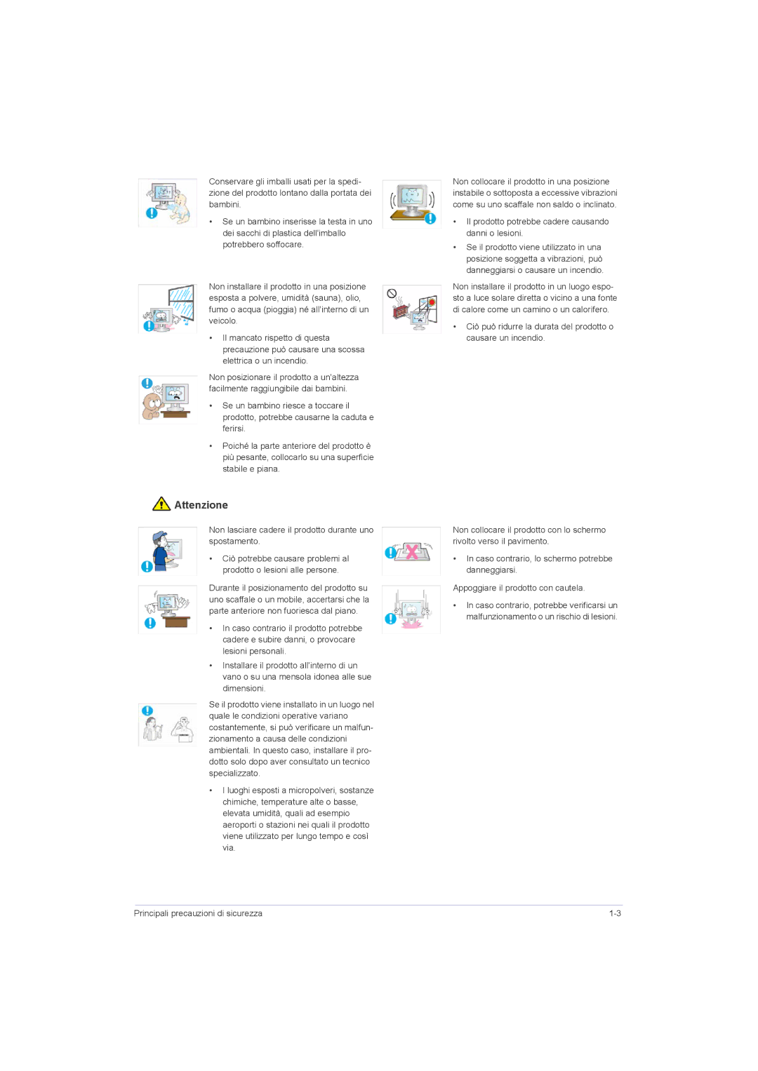 Samsung LS20LRZKUV/EN, LS22LRZKUV/EN, LS23LRZKUV/EN manual Attenzione 