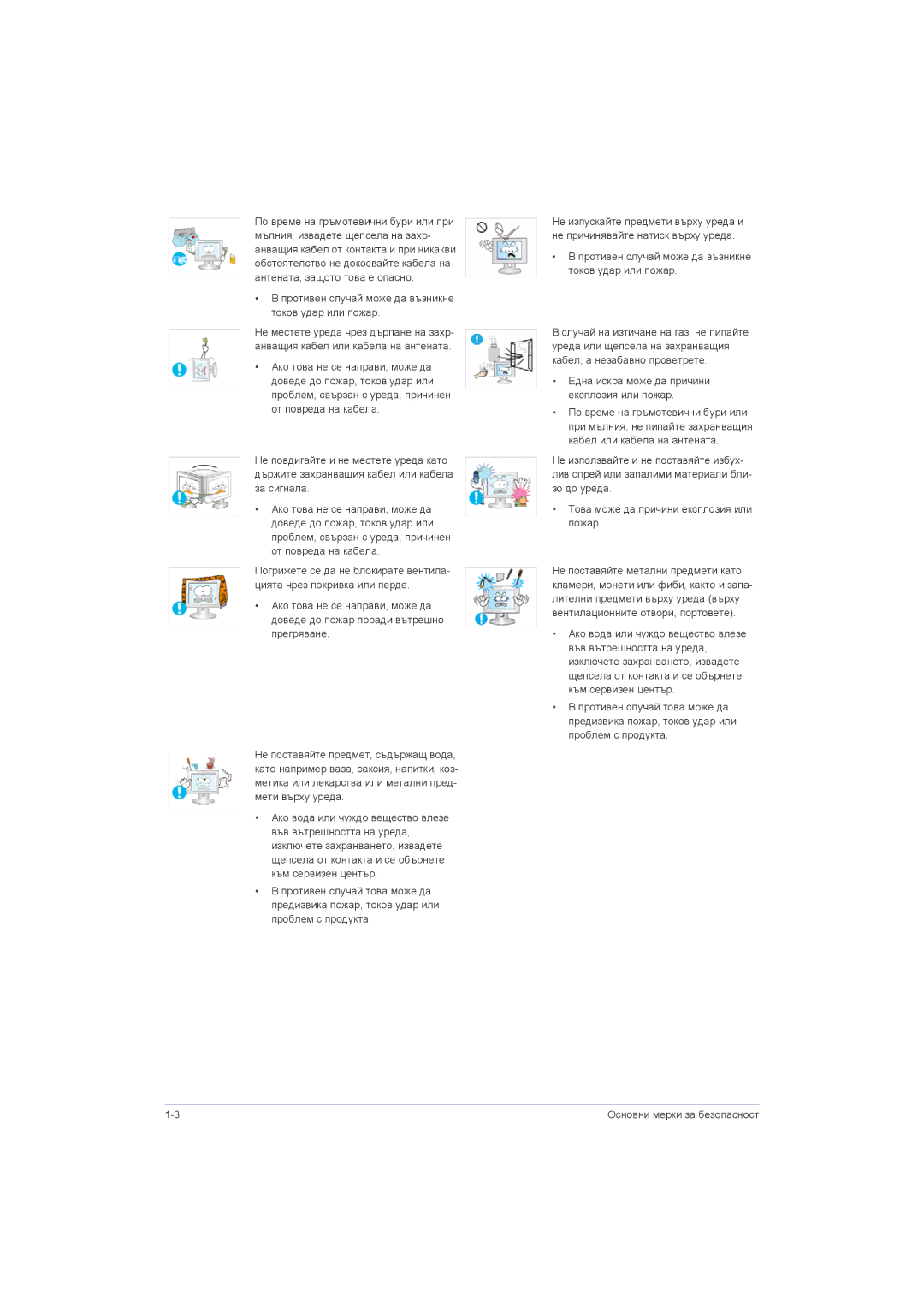 Samsung LS20LRZKUV/EN, LS22LRZKUV/EN, LS23LRZKUV/EN manual Противен случай може да възникне токов удар или пожар 