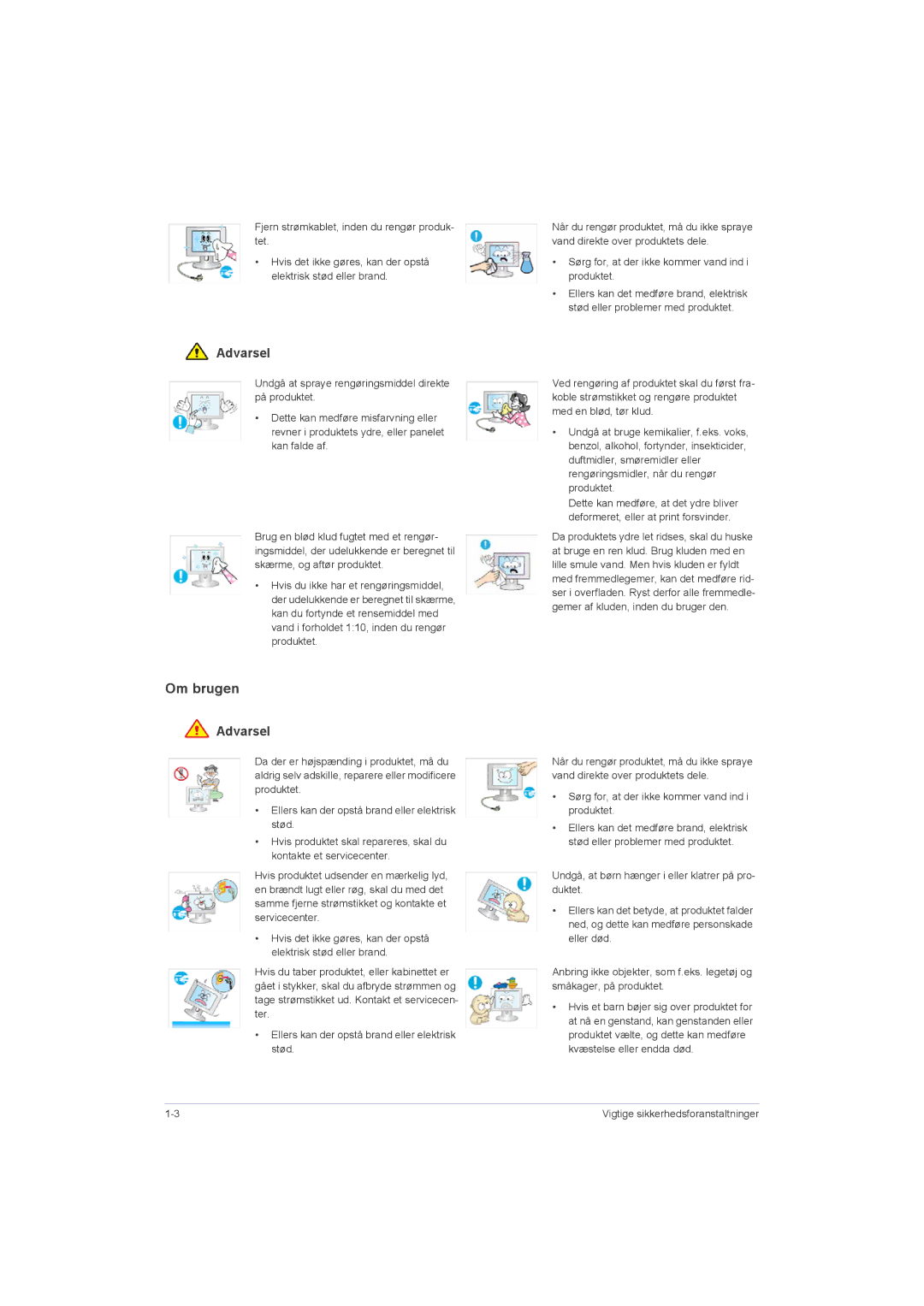 Samsung LS22LRZKUV/EN, LS20LRZKUV/EN, LS23LRZKUV/EN manual Om brugen 