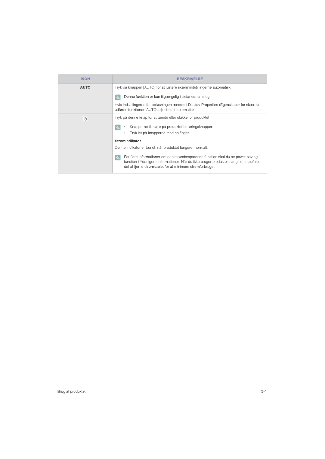 Samsung LS22LRZKUV/EN, LS20LRZKUV/EN, LS23LRZKUV/EN manual Strømindikator 