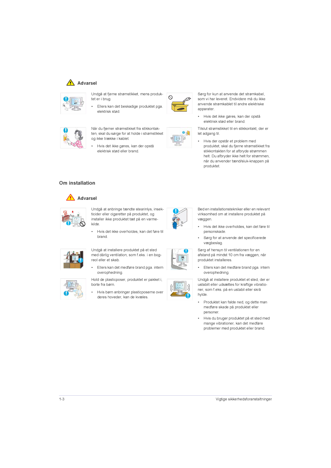 Samsung LS23LRZKUV/EN, LS20LRZKUV/EN, LS22LRZKUV/EN manual Om installation 