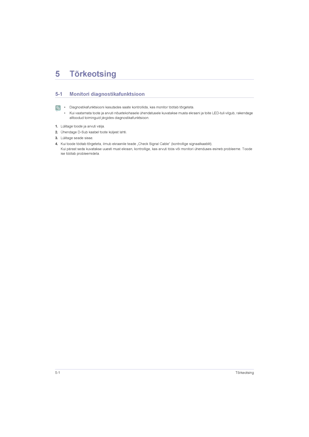 Samsung LS20LRZKUV/EN, LS22LRZKUV/EN, LS23LRZKUV/EN manual Tõrkeotsing, Monitori diagnostikafunktsioon 