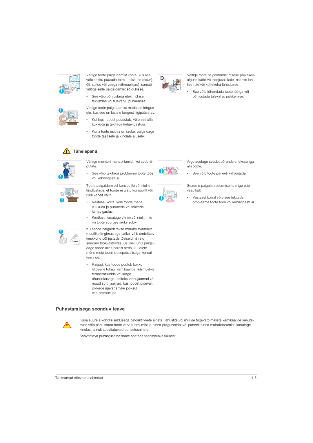 Samsung LS20LRZKUV/EN, LS22LRZKUV/EN, LS23LRZKUV/EN manual Puhastamisega seonduv teave 