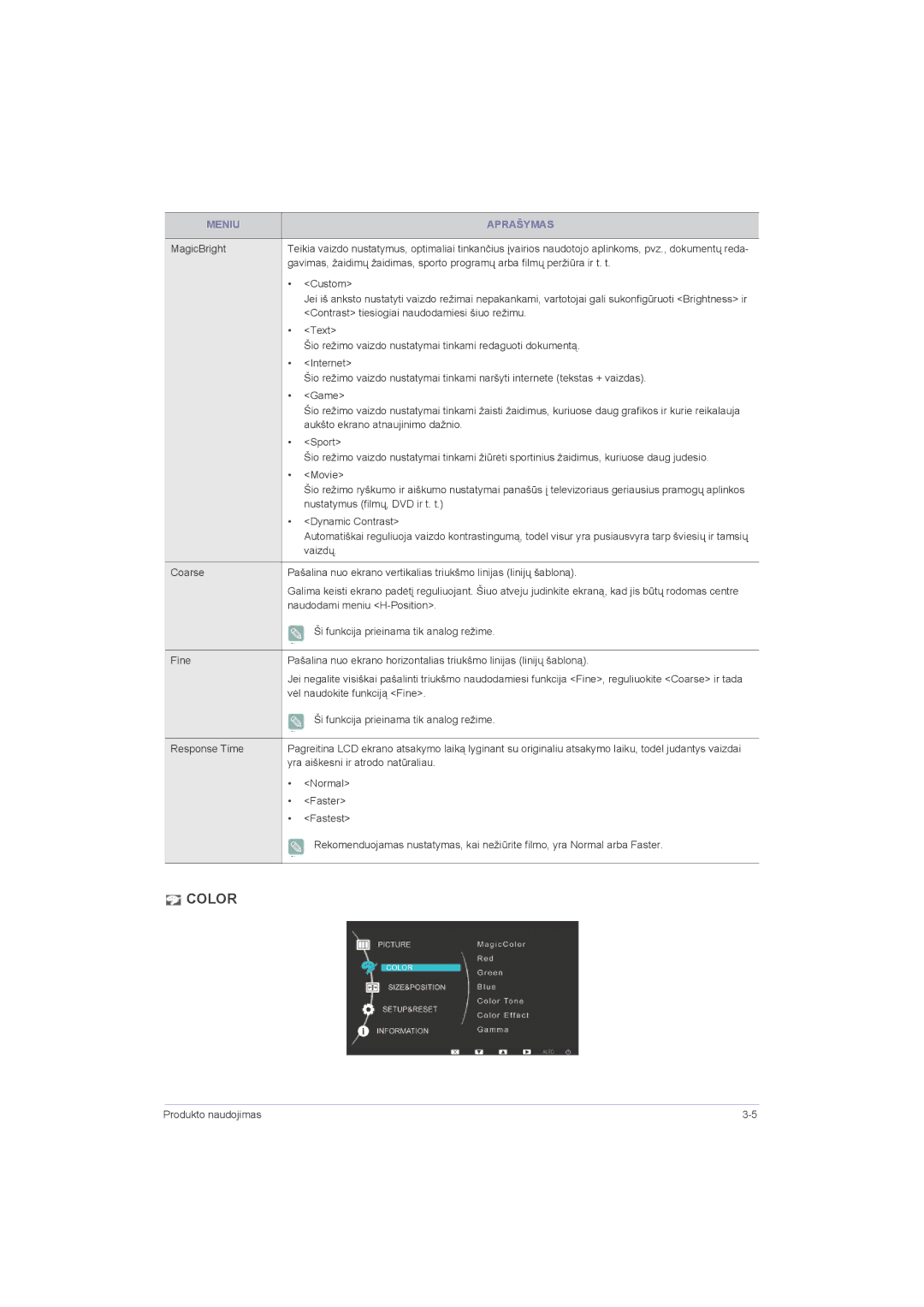 Samsung LS20LRZKUV/EN, LS22LRZKUV/EN, LS23LRZKUV/EN manual Color 