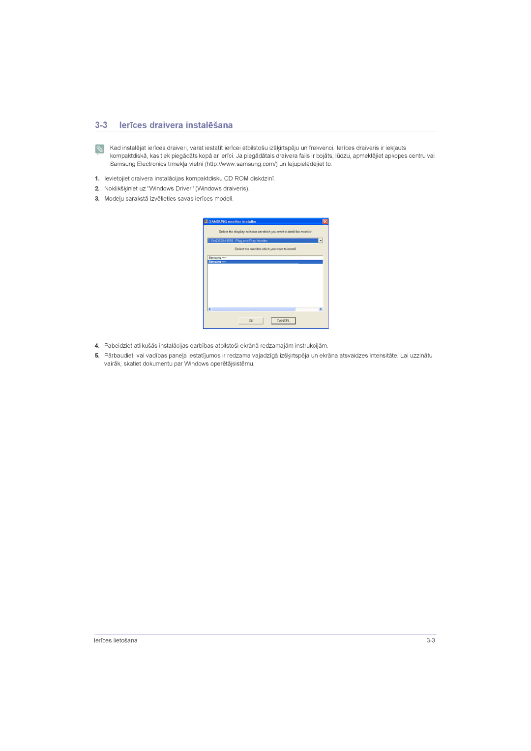 Samsung LS23LRZKUV/EN, LS20LRZKUV/EN, LS22LRZKUV/EN manual Ierīces draivera instalēšana 