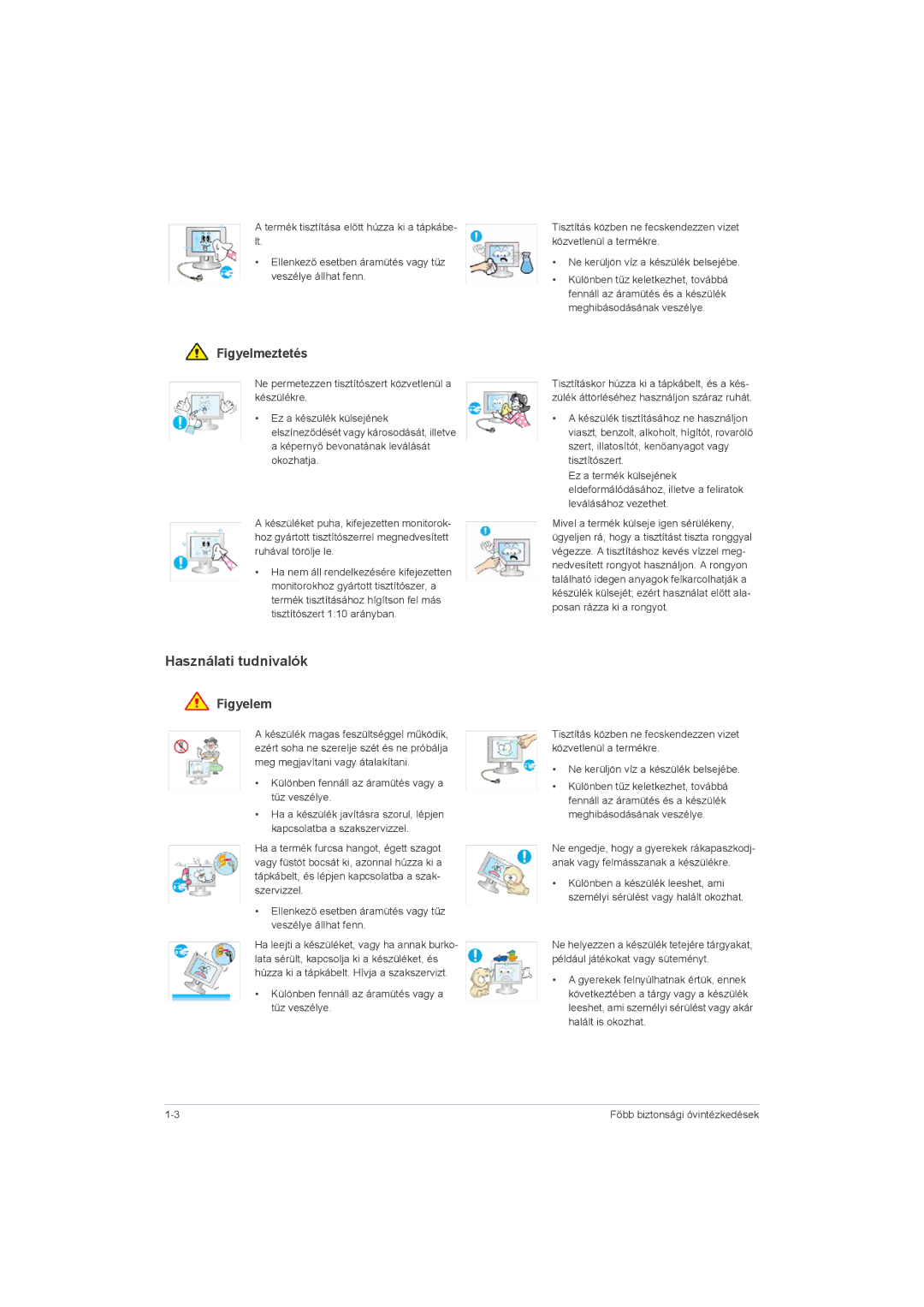 Samsung LS22LRZKUV/EN, LS20LRZKUV/EN, LS23LRZKUV/EN manual Használati tudnivalók 