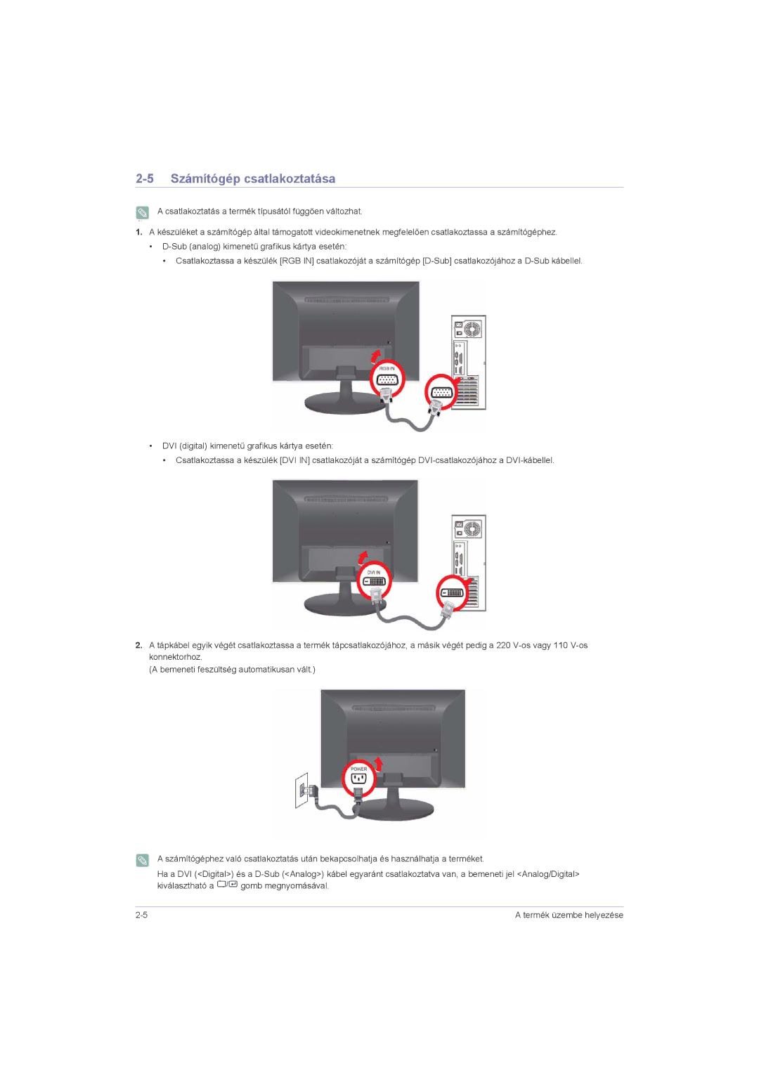 Samsung LS20LRZKUV/EN, LS22LRZKUV/EN, LS23LRZKUV/EN manual Számítógép csatlakoztatása 