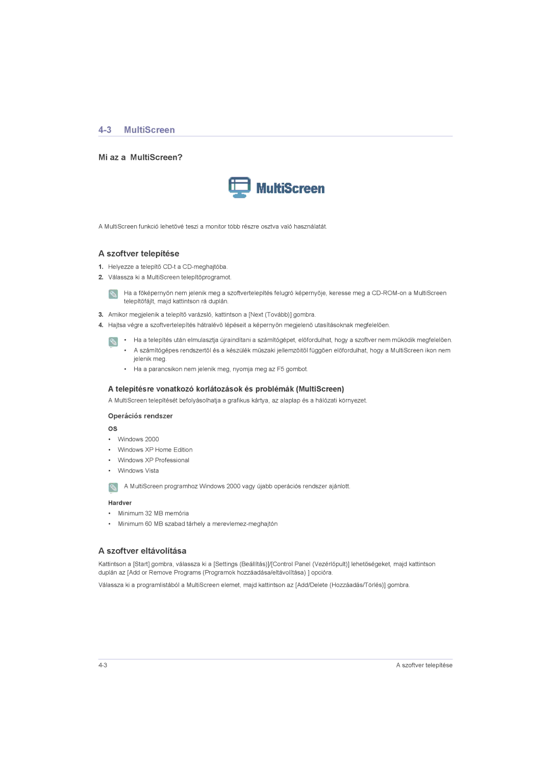 Samsung LS22LRZKUV/EN, LS20LRZKUV/EN, LS23LRZKUV/EN manual Mi az a MultiScreen? 