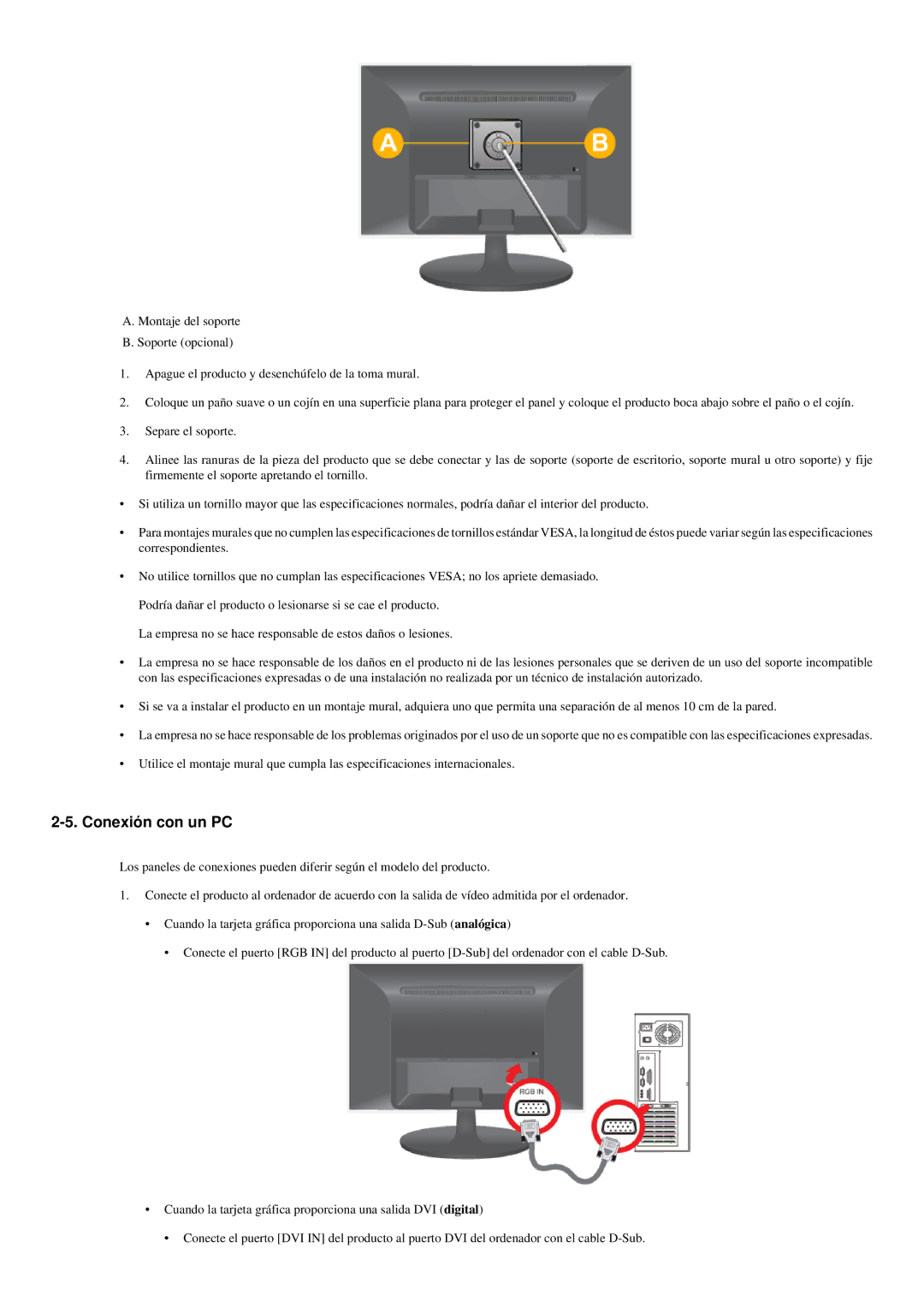 Samsung LS23LRZKUV/ZC, LS20LRZKUV/EN, LS23LRZKUV/EN manual Conexión con un PC 