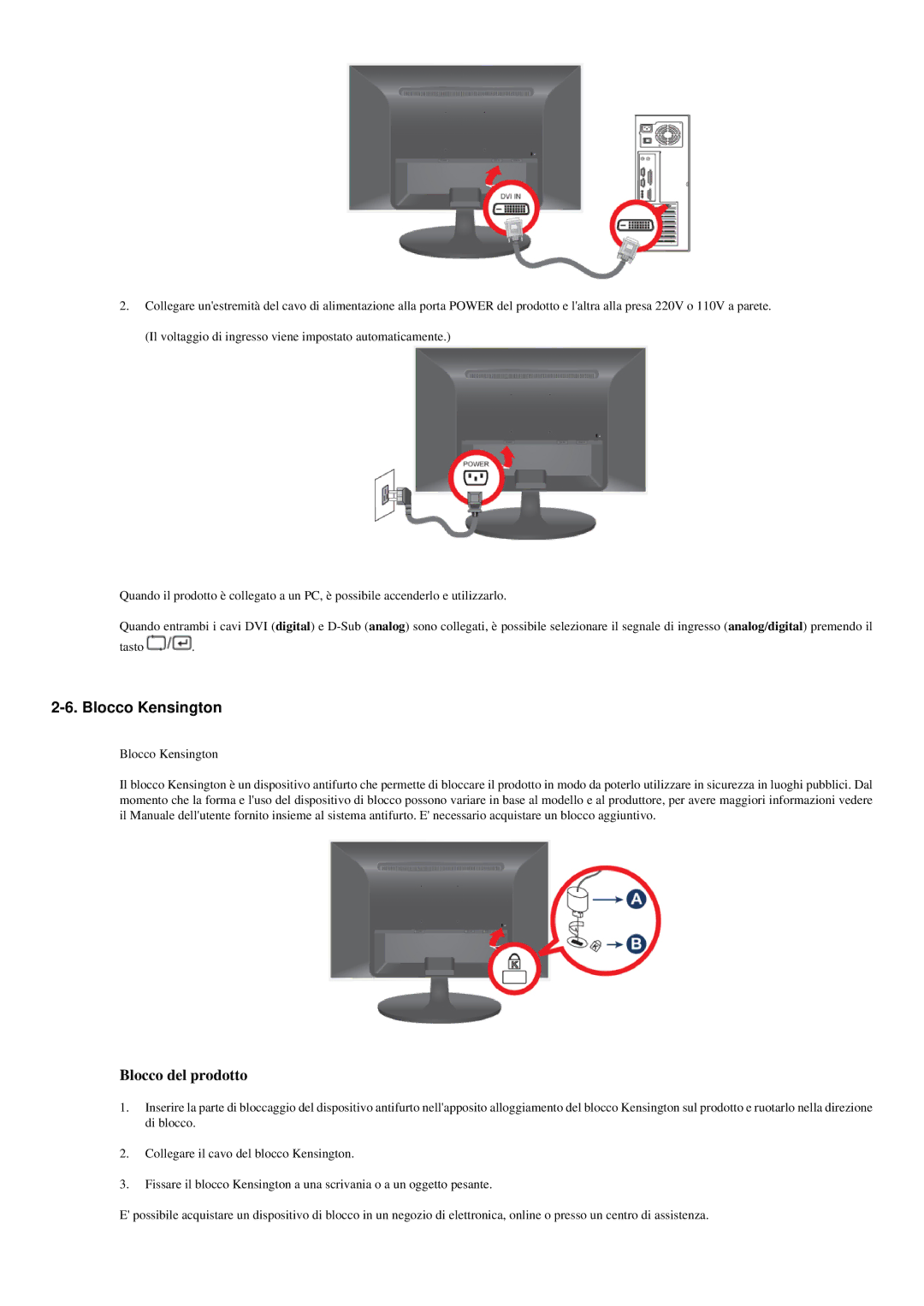 Samsung LS20LRZKUV/EN, LS23LRZKUV/EN manual Blocco Kensington, Blocco del prodotto 