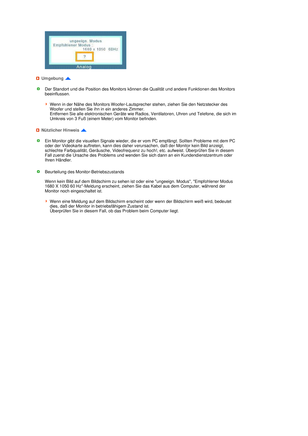 Samsung LS20MEHSFV/EDC, LS20MEWSFV/EDC, LS22MEWSFV/EDC, LS22MEHSFV/EDC manual Umgebung, Nützlicher Hinweis 